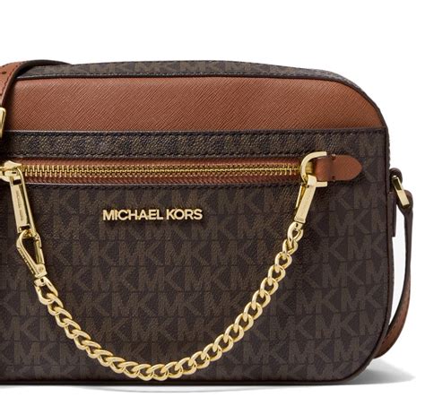 michael kors bag teal and brown|Jet Set Large Leather Crossbody Bag .